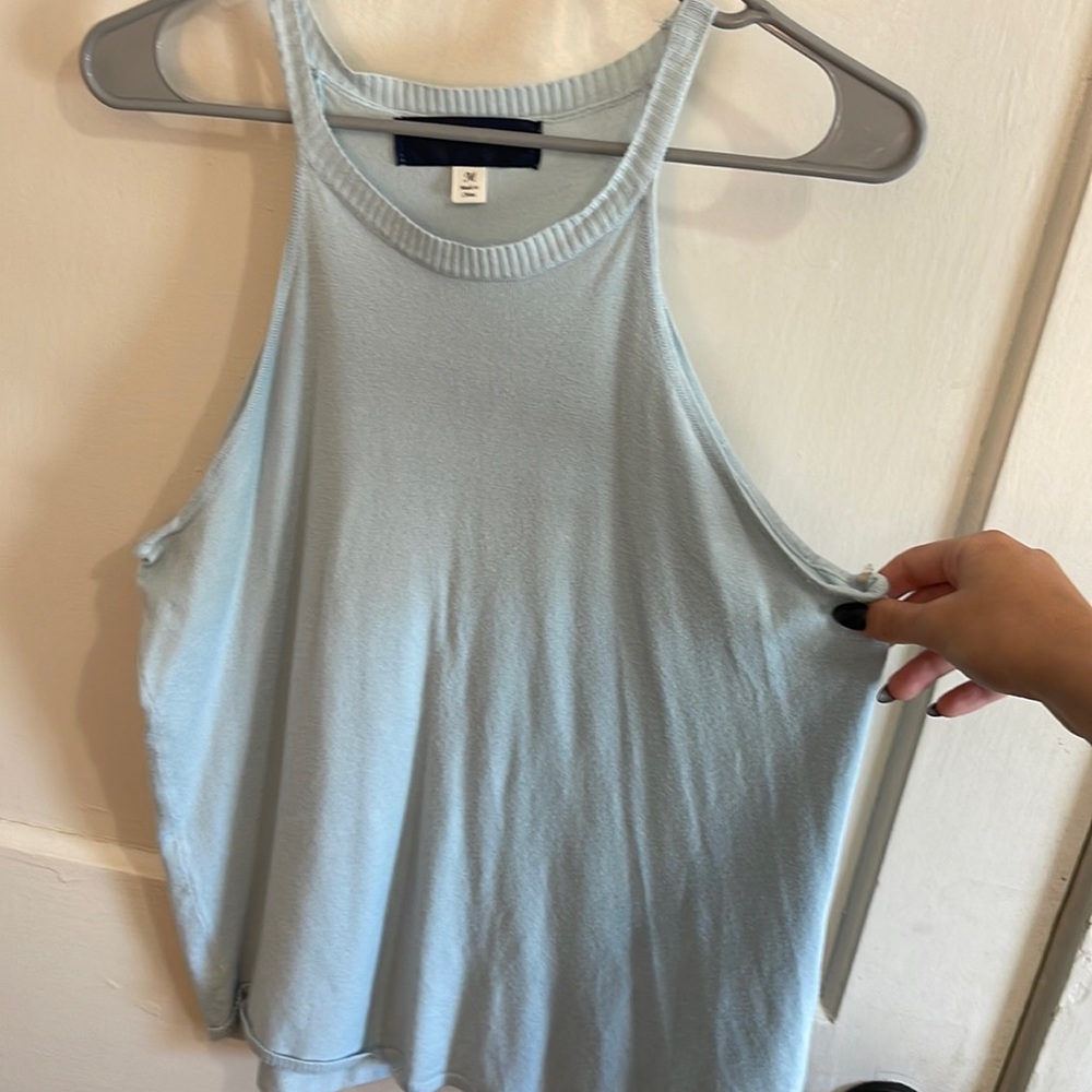 Soft blue high neck tank top.